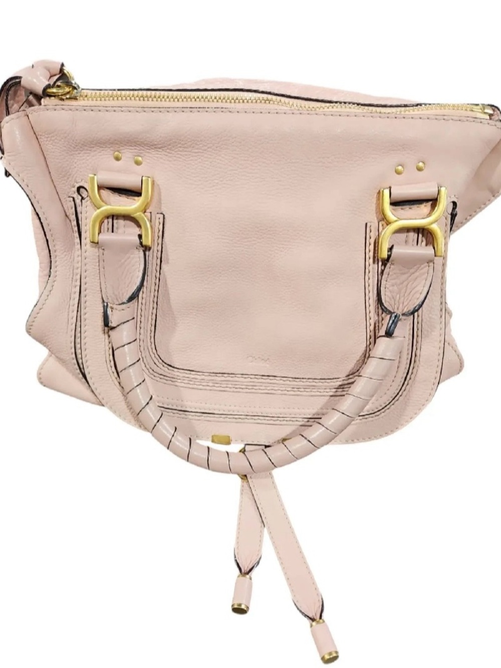 Chloe Blush Pink Leather Shoulder Bag with Gold Hardware